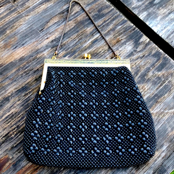 Mid Century Enameled Beaded Clutch Purse - Picture 1 of 5